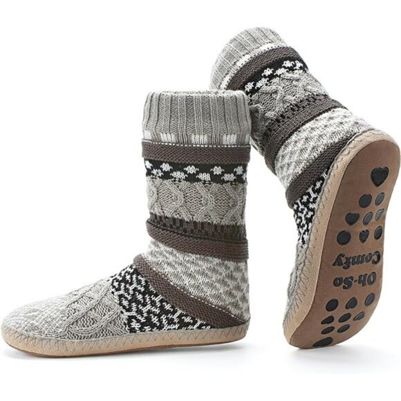 Women's Slipper Socks, Warm Fuzzy House Boots, Winter Fluffy Indoor - Picture 1 of 8